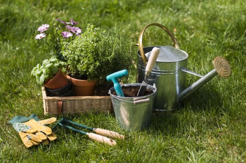 Professional landscaper resolving a service concern